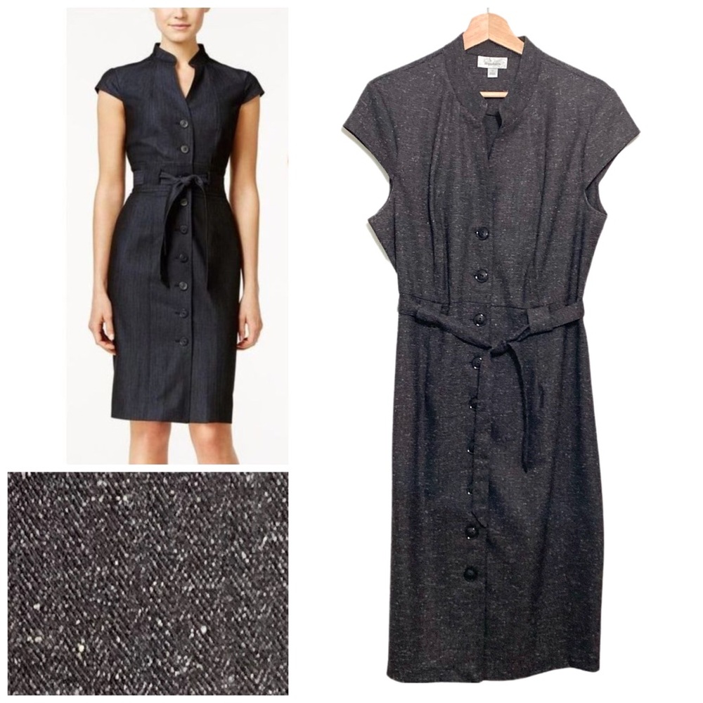 Dress Barn Charcoal Button Midi Dress